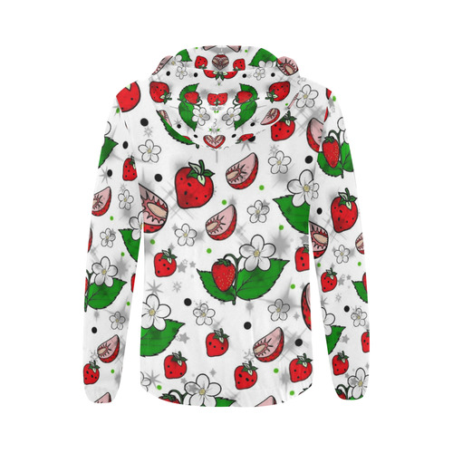 Strawberry Popart by Nico Bielow All Over Print Full Zip Hoodie for Women (Model H14)