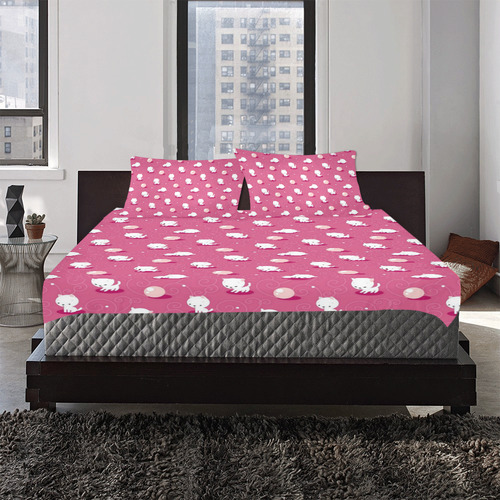 Kid's Pink Pretty Kitty 3-Piece Bedding Set