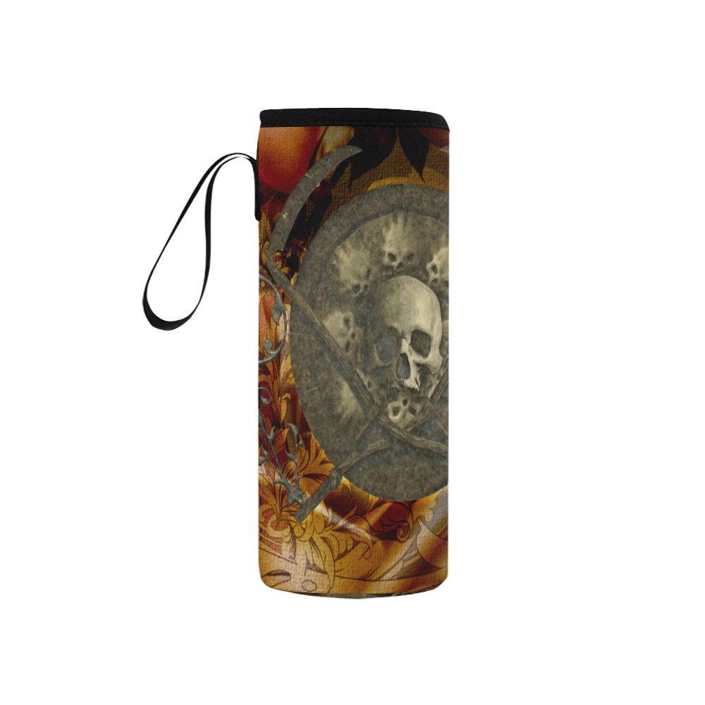 Awesome creepy skulls Neoprene Water Bottle Pouch/Small