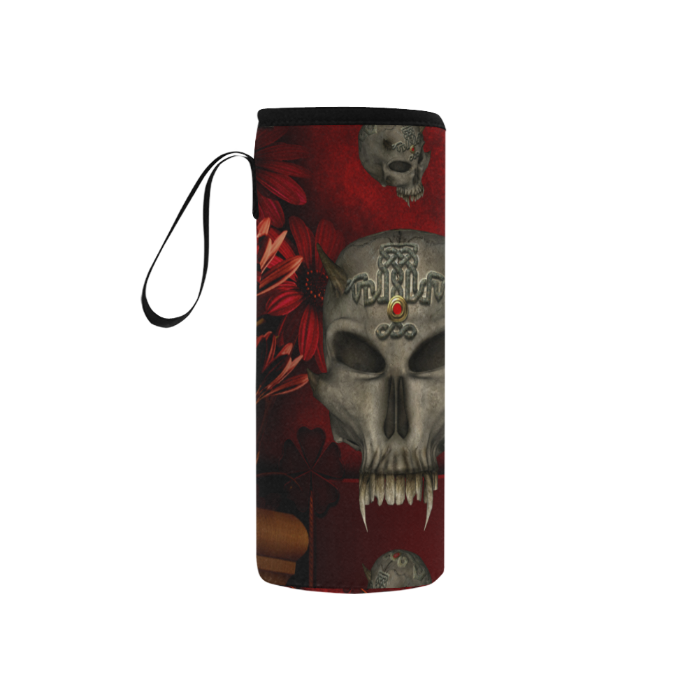 Skull with celtic knot Neoprene Water Bottle Pouch/Small