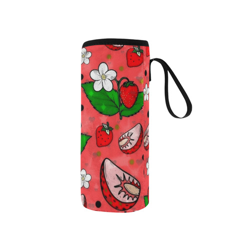 Strawberry Popart by Nico Bielow Neoprene Water Bottle Pouch/Small