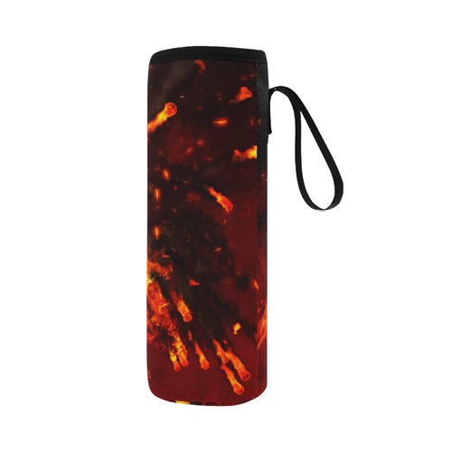 Amazing skull with fire Neoprene Water Bottle Pouch/Large