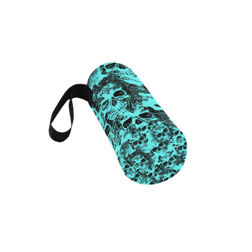 cloudy Skulls aqua by JamColors Neoprene Water Bottle Pouch/Small