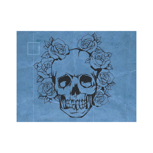 Skull with roses, blue Neoprene Water Bottle Pouch/Medium