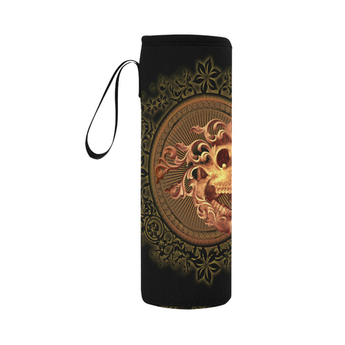 Amazing skull with floral elements Neoprene Water Bottle Pouch/Large