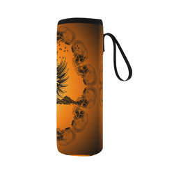 Amazing skull with crow Neoprene Water Bottle Pouch/Large