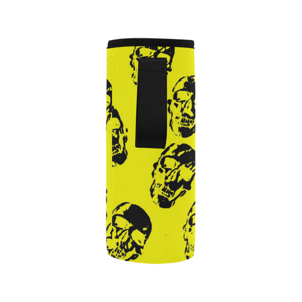 hot skulls, yellow by JamColors Neoprene Water Bottle Pouch/Medium