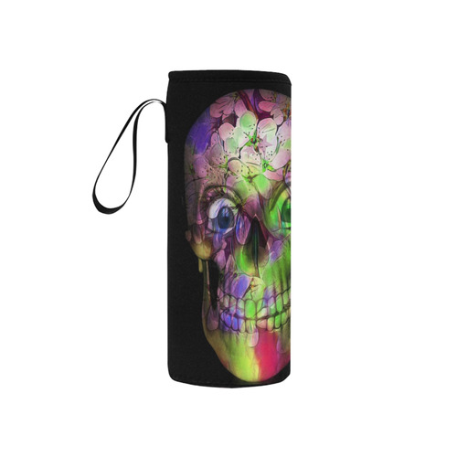 Amazing Floral Skull C by JamColors Neoprene Water Bottle Pouch/Small