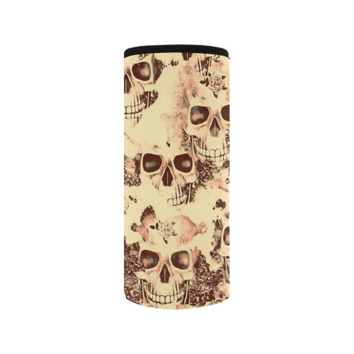 cloudy Skulls beige by JamColors Neoprene Water Bottle Pouch/Medium