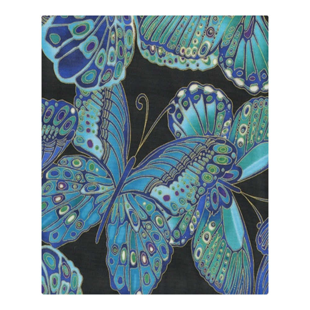 Teal Butterfly Pattern 3-Piece Bedding Set