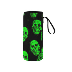 Hot Skulls, green by JamColors Neoprene Water Bottle Pouch/Small