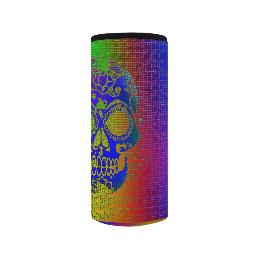 neon Electric Skull C by JamColors Neoprene Water Bottle Pouch/Medium