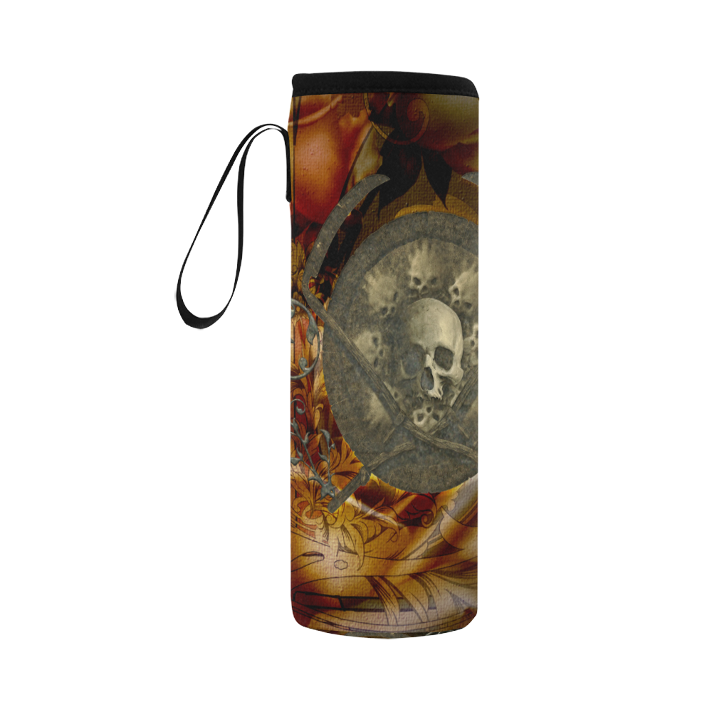 Awesome creepy skulls Neoprene Water Bottle Pouch/Large