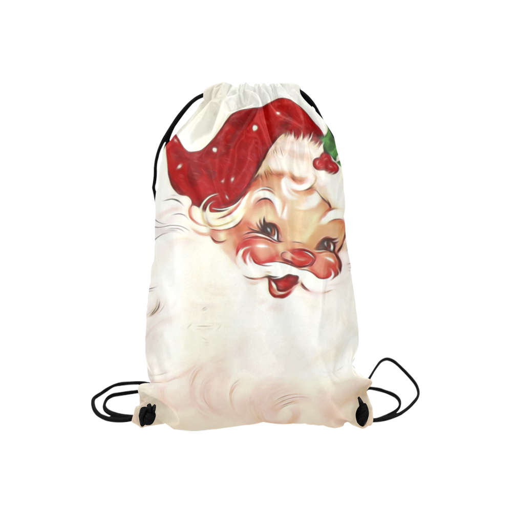A cute vintage Santa Claus with a mistletoe Small Drawstring Bag Model 1604 (Twin Sides) 11"(W) * 17.7"(H)