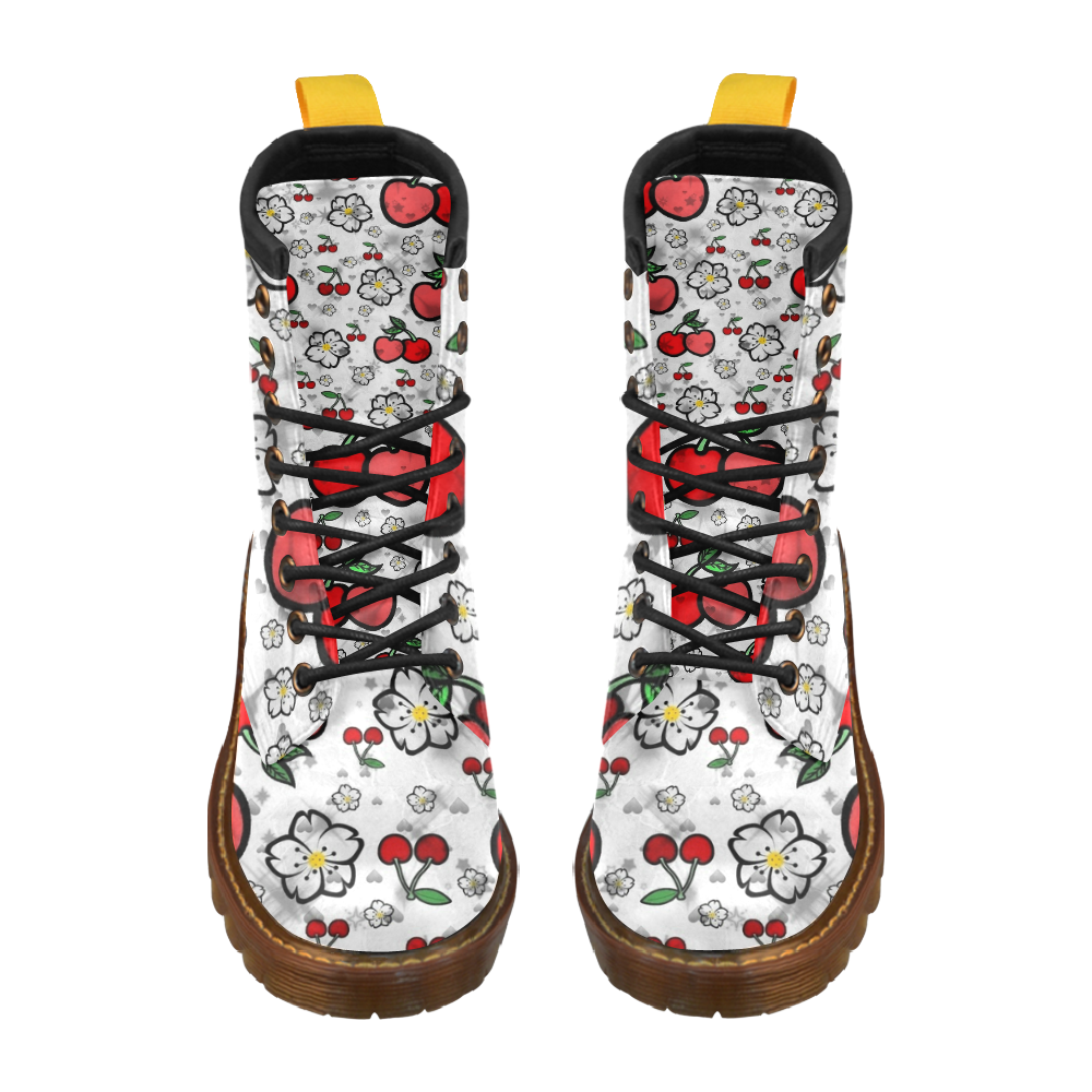 Cherry popart by Nico Bielow High Grade PU Leather Martin Boots For Women Model 402H