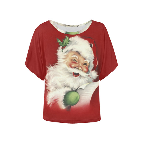 A beautiful vintage santa claus Women's Batwing-Sleeved Blouse T shirt (Model T44)