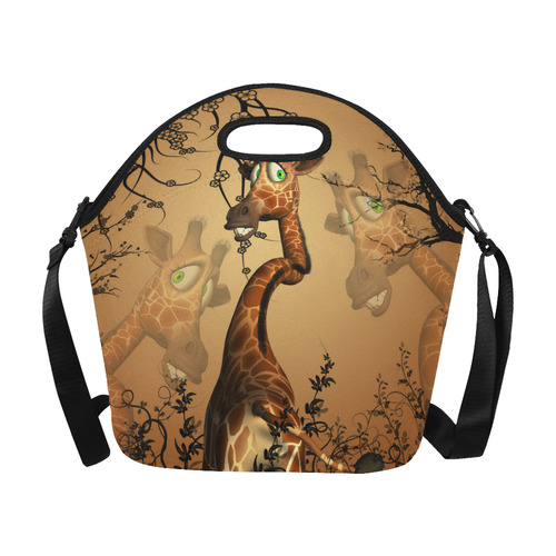 Cute giraffe in the fantasy wood Neoprene Lunch Bag/Large (Model 1669)