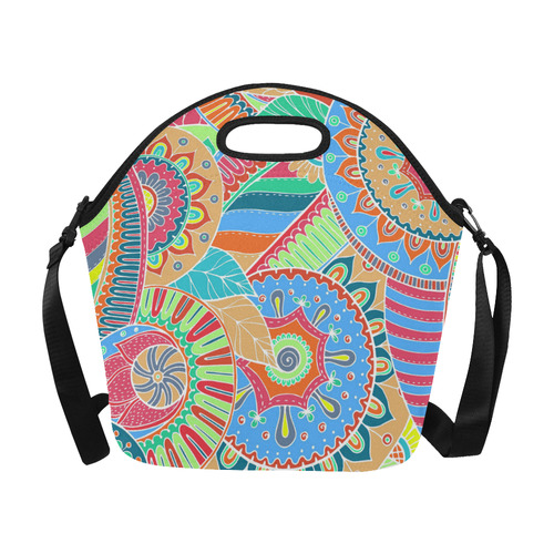 Fantasy Paisley Ornaments Pattern pastel white Neoprene Lunch Bag/Large (Model 1669)