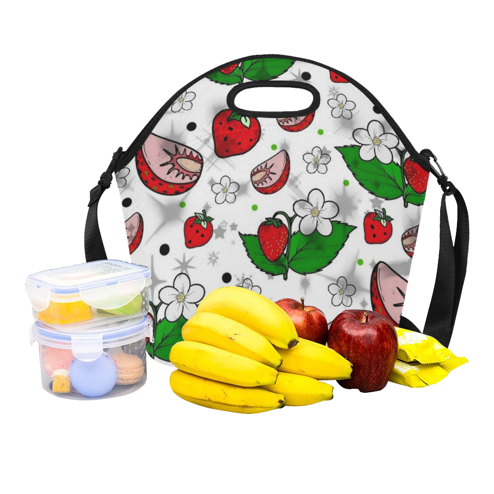 Strawberry popart by Nico Bielow Neoprene Lunch Bag/Large (Model 1669)