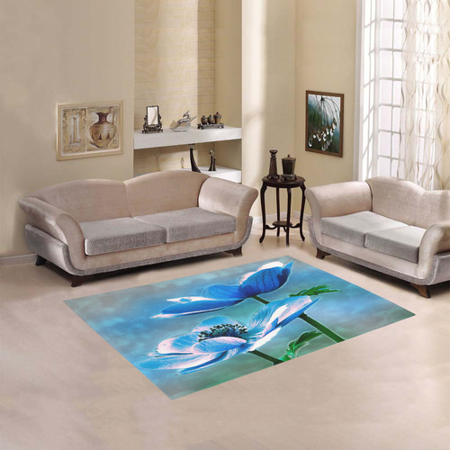 Blooming Blue Area Rug 5'3''x4'