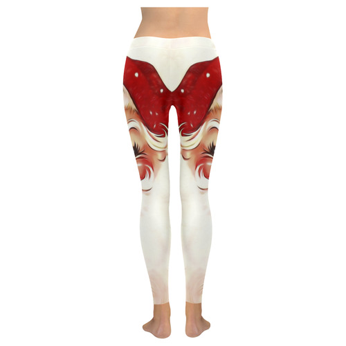 A cute vintage Santa Claus with a mistletoe Women's Low Rise Leggings (Invisible Stitch) (Model L05)