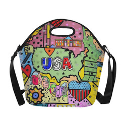 USA popart by Nico Bielow Neoprene Lunch Bag/Large (Model 1669)