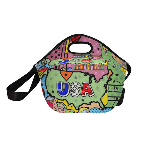 USA popart by Nico Bielow Neoprene Lunch Bag/Large (Model 1669)