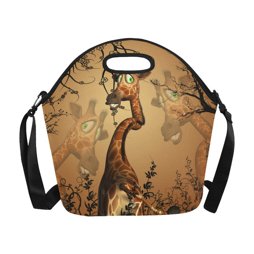 Cute giraffe in the fantasy wood Neoprene Lunch Bag/Large (Model 1669)