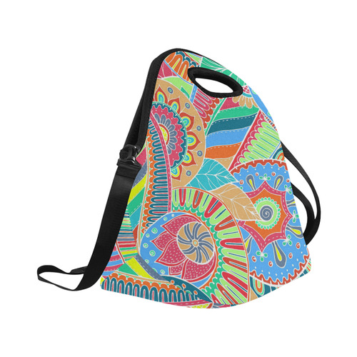 Fantasy Paisley Ornaments Pattern pastel white Neoprene Lunch Bag/Large (Model 1669)
