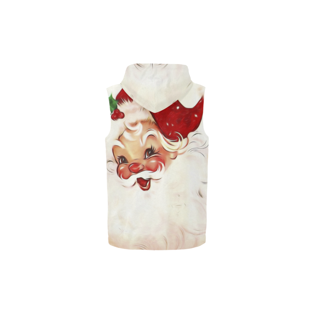 A cute vintage Santa Claus with a mistletoe All Over Print Sleeveless Zip Up Hoodie for Kid (Model H16)