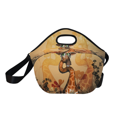 Funny, sweet giraffe Neoprene Lunch Bag/Large (Model 1669)