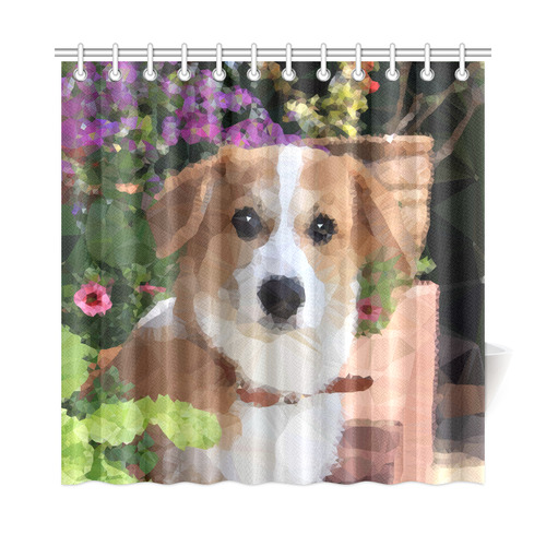 Flower Garden Dog Geometric Floral Shower Curtain 72"x72"