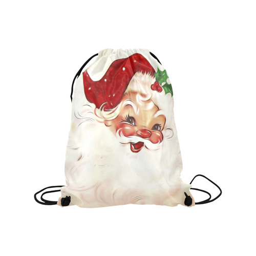A cute vintage Santa Claus with a mistletoe Medium Drawstring Bag Model 1604 (Twin Sides) 13.8"(W) * 18.1"(H)