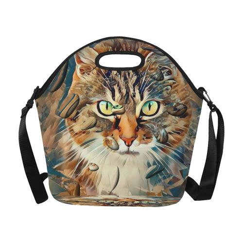 Cat popart by Nico Bielow Neoprene Lunch Bag/Large (Model 1669)