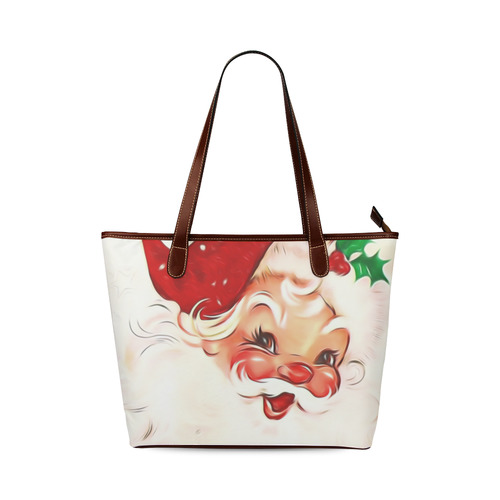A cute vintage Santa Claus with a mistletoe Shoulder Tote Bag (Model 1646)