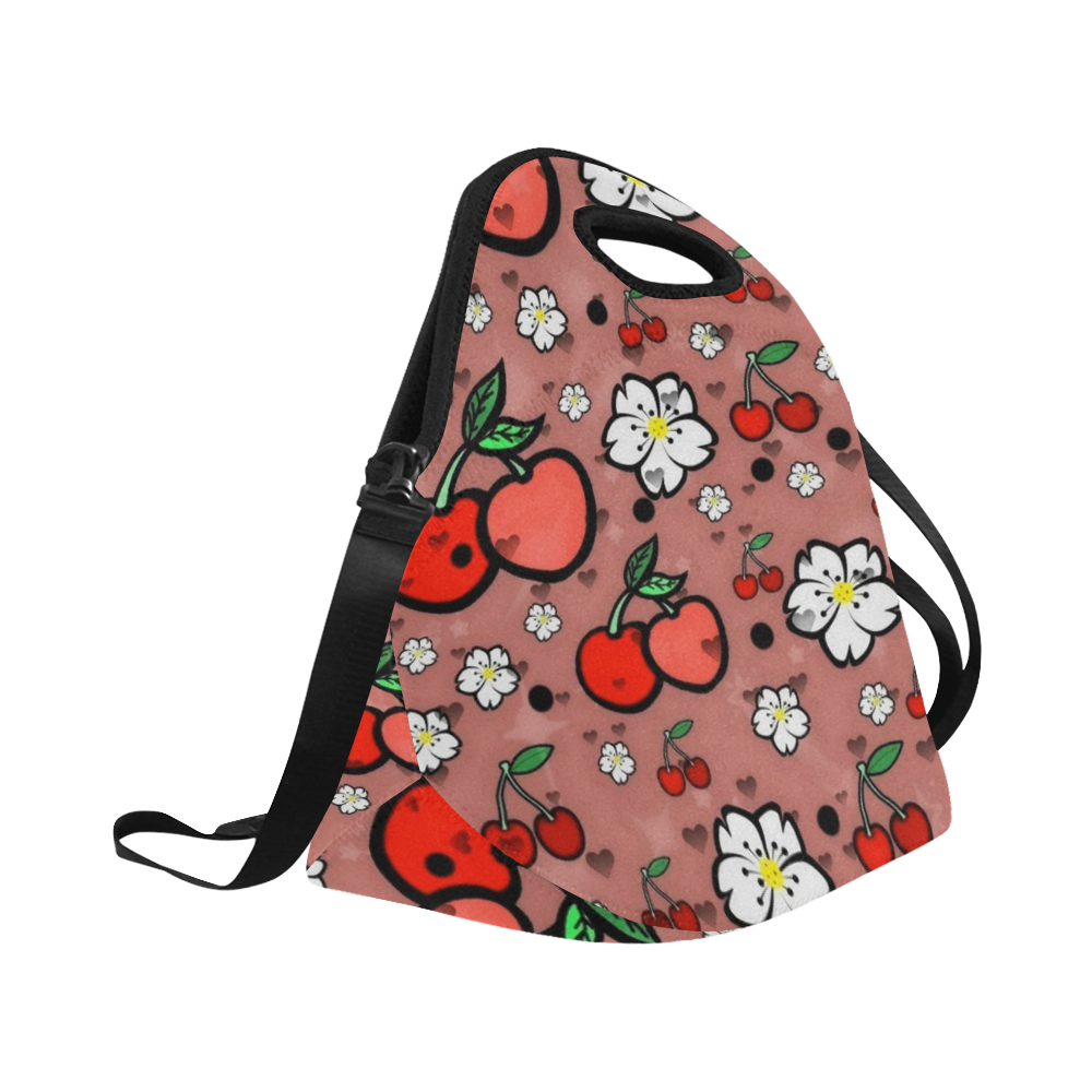 Cherry popart by Nico Bielow Neoprene Lunch Bag/Large (Model 1669)