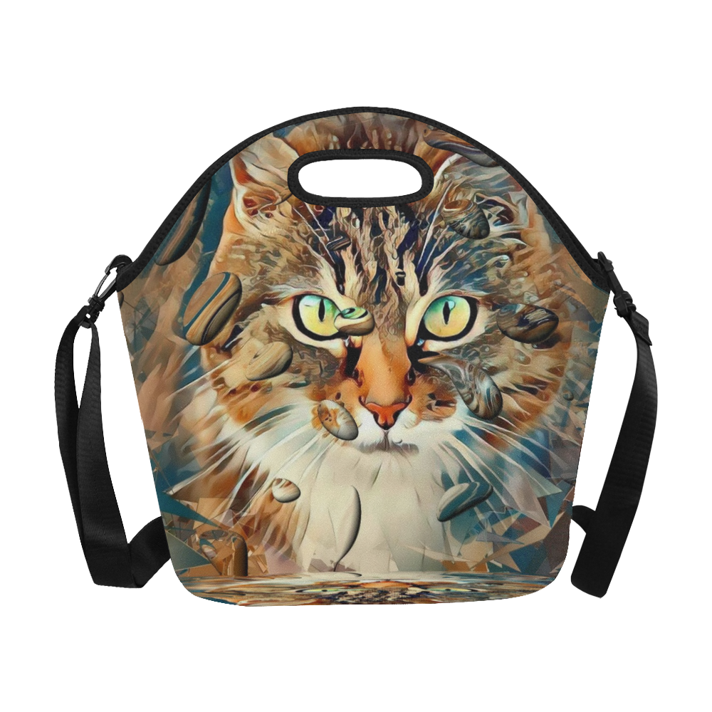 Cat popart by Nico Bielow Neoprene Lunch Bag/Large (Model 1669)
