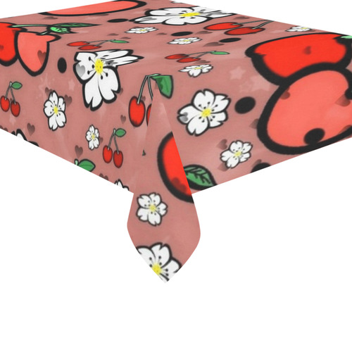 Cherry Popart by Nico Bielow Cotton Linen Tablecloth 60"x 84"