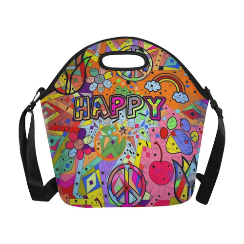 A Happy popart by Nico Bielow Neoprene Lunch Bag/Large (Model 1669)