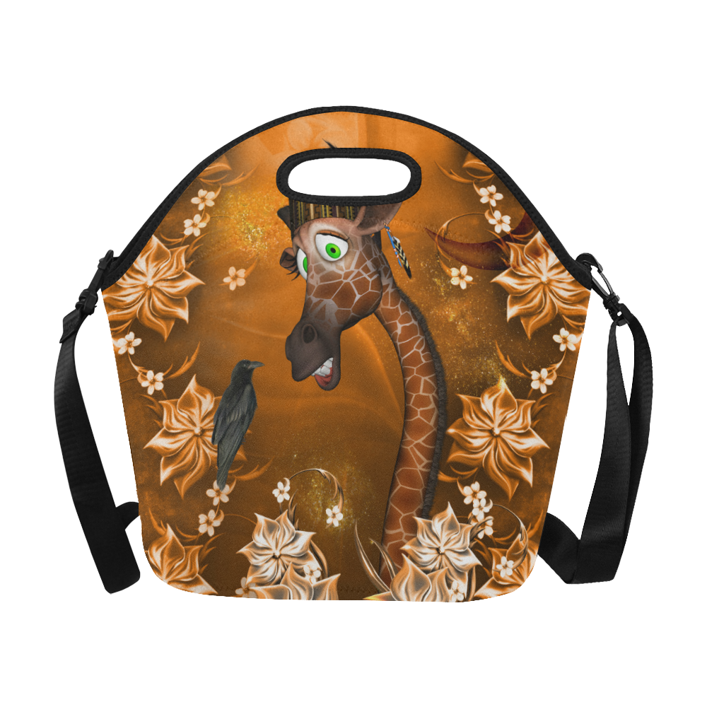 Funny giraffe with feathers Neoprene Lunch Bag/Large (Model 1669)