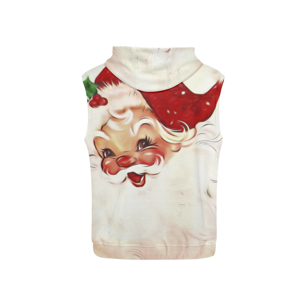 A cute vintage Santa Claus with a mistletoe All Over Print Sleeveless Hoodie for Kid (Model H15)