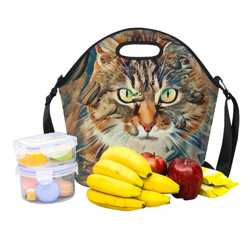 Cat popart by Nico Bielow Neoprene Lunch Bag/Large (Model 1669)