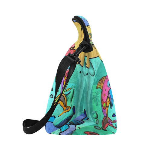 Dolphin popart by Nico Bielow Neoprene Lunch Bag/Large (Model 1669)