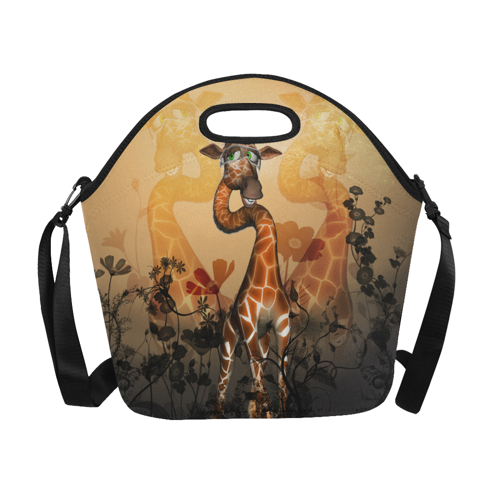 Funny, sweet giraffe Neoprene Lunch Bag/Large (Model 1669)
