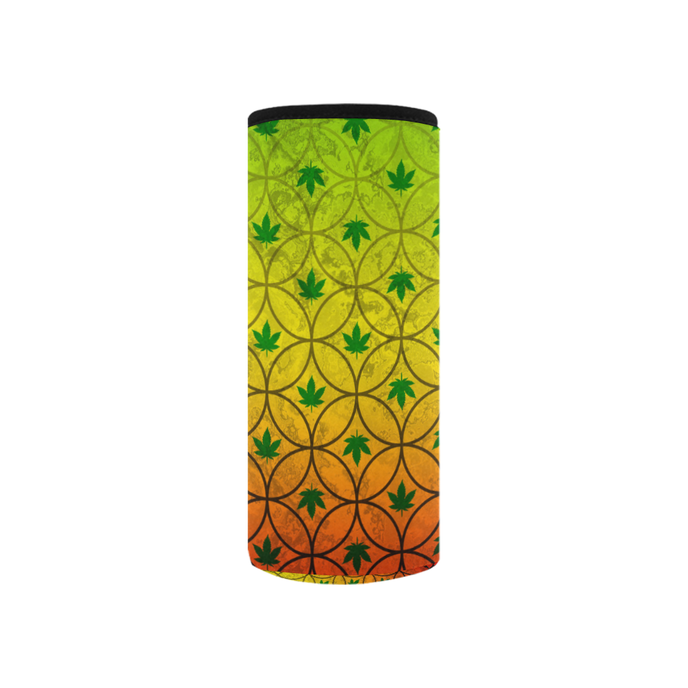 Marijuana Diamond Rastafari Pattern Neoprene Water Bottle Pouch/Small