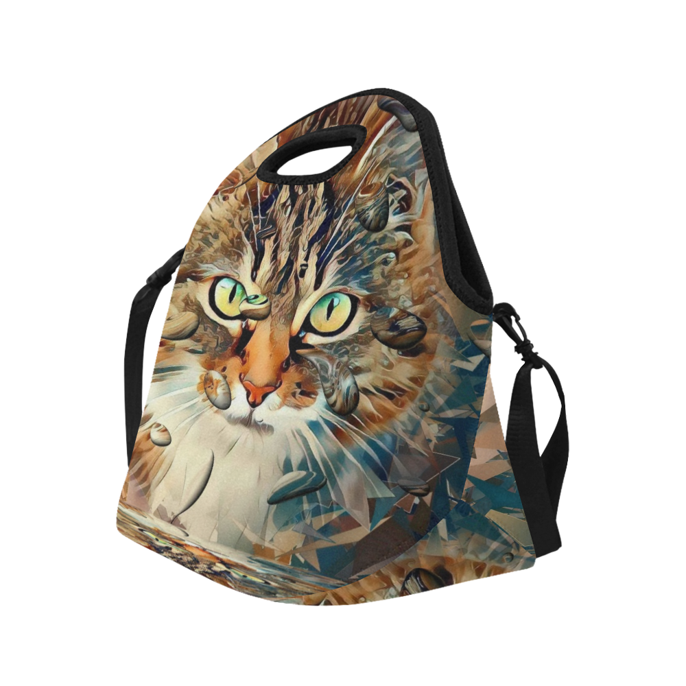 Cat popart by Nico Bielow Neoprene Lunch Bag/Large (Model 1669)