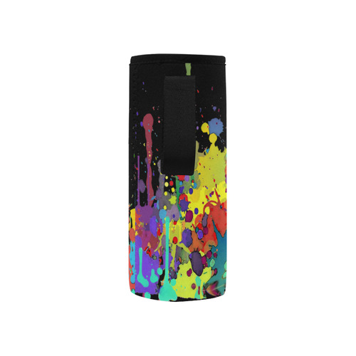 Crazy Multicolored Running Splashes II Neoprene Water Bottle Pouch/Small