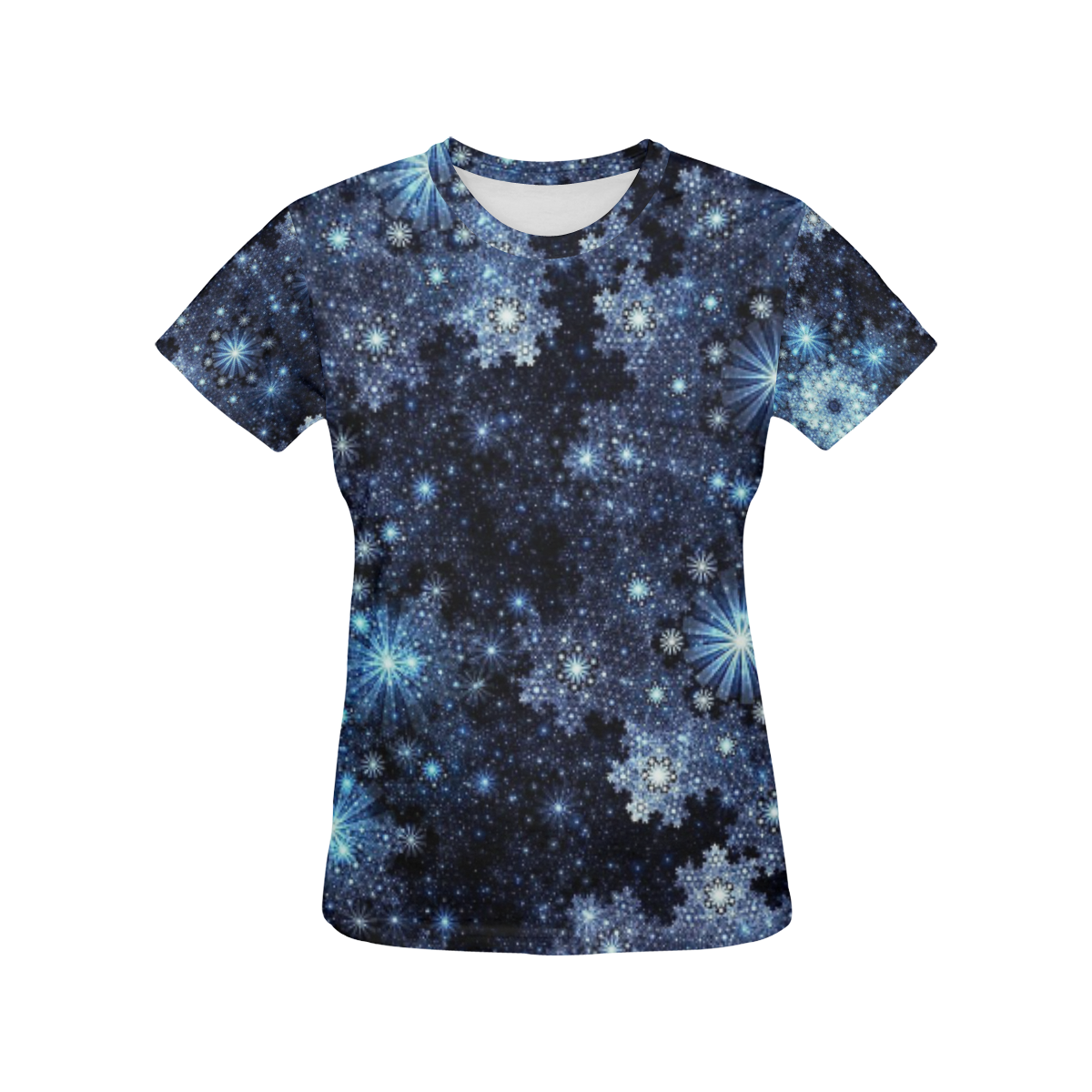 Wintery Blue Snowflake Pattern All Over Print T-Shirt for Women (USA Size) (Model T40)