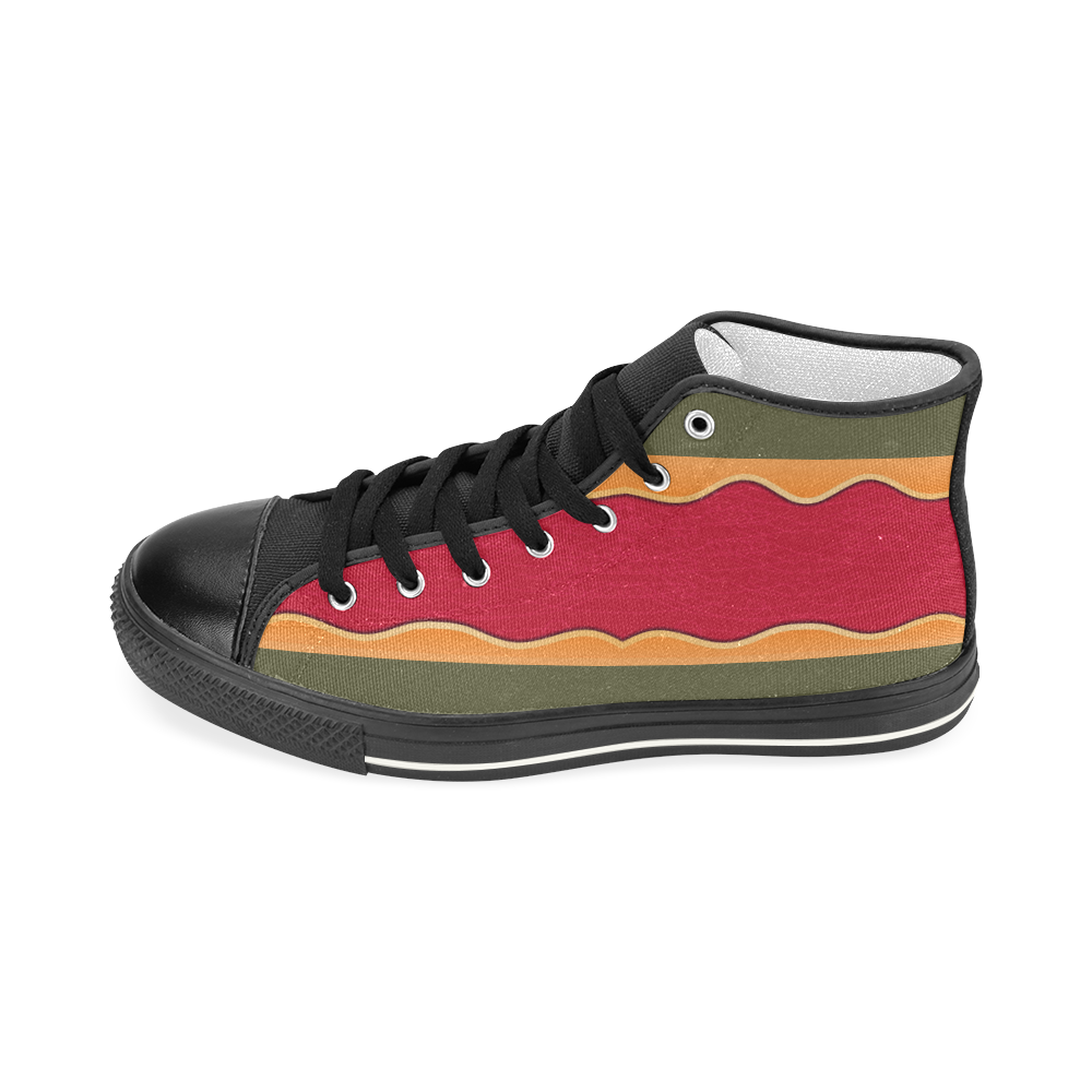 Green and Red High Top Sneakers Men’s Classic High Top Canvas Shoes (Model 017)