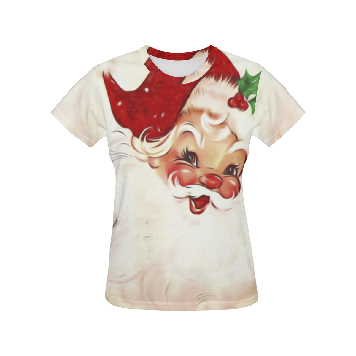 A cute vintage Santa Claus with a mistletoe All Over Print T-Shirt for Women (USA Size) (Model T40)